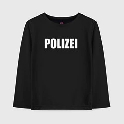 Лонгслив хлопковый детский POLIZEI Полиция Надпись Белая, цвет: черный