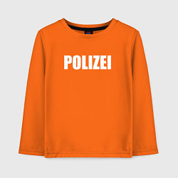Лонгслив хлопковый детский POLIZEI Полиция Надпись Белая, цвет: оранжевый