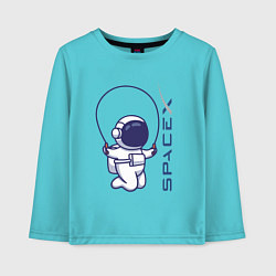 Лонгслив хлопковый детский Освоение космоса, цвет: бирюзовый