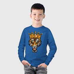 Лонгслив хлопковый детский Царь тигр, цвет: синий — фото 2