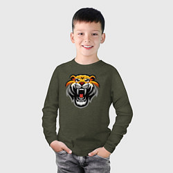 Лонгслив хлопковый детский Power Tiger, цвет: меланж-хаки — фото 2