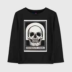 Лонгслив хлопковый детский Memento mori помни о смерти, цвет: черный