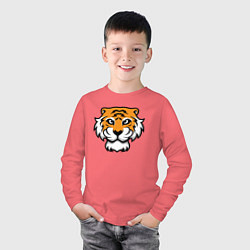Лонгслив хлопковый детский Забавный Тигр, цвет: коралловый — фото 2