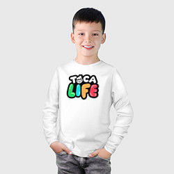 Лонгслив хлопковый детский Toca Life logo, цвет: белый — фото 2
