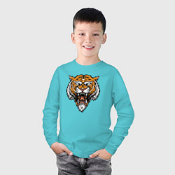 Лонгслив хлопковый детский Ghost Tiger, цвет: бирюзовый — фото 2