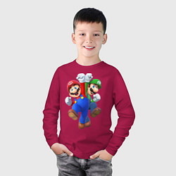 Лонгслив хлопковый детский Mario Bros, цвет: маджента — фото 2