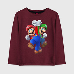 Лонгслив хлопковый детский Mario Bros, цвет: меланж-бордовый