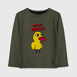 Лонгслив хлопковый детский Gucci duck гуччи утка, цвет: меланж-хаки