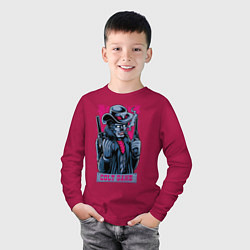 Лонгслив хлопковый детский Скелетон с пистолетами, цвет: маджента — фото 2
