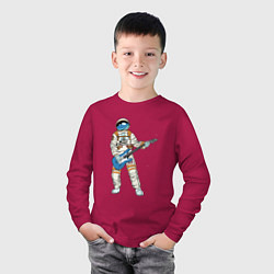 Лонгслив хлопковый детский Астронавт гетарист, цвет: маджента — фото 2