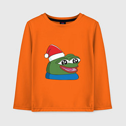 Лонгслив хлопковый детский Pepe, pepe happy, Пепе хеппи, pepe happy new year, цвет: оранжевый