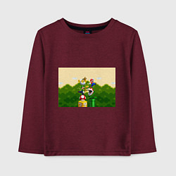 Лонгслив хлопковый детский Mario Coins, цвет: меланж-бордовый