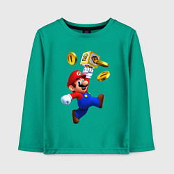 Лонгслив хлопковый детский Mario cash, цвет: зеленый