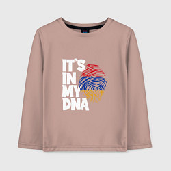 Лонгслив хлопковый детский ДНК - Армения, цвет: пыльно-розовый