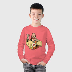 Лонгслив хлопковый детский Dogma - smile Jesus like, цвет: коралловый — фото 2