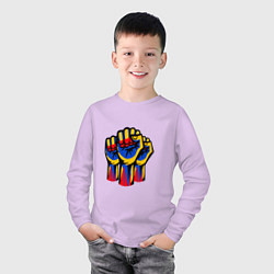 Лонгслив хлопковый детский Strong - Armenia, цвет: лаванда — фото 2