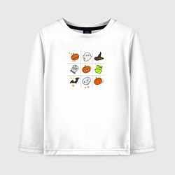 Лонгслив хлопковый детский Крестики-нолики в Halloween, цвет: белый