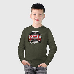 Лонгслив хлопковый детский Авто Mini Cooper, цвет: меланж-хаки — фото 2