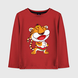 Лонгслив хлопковый детский Веселый Тигр, цвет: красный