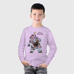 Лонгслив хлопковый детский Ёлка - Демон, цвет: лаванда — фото 2