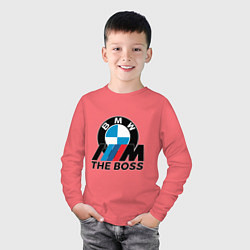 Лонгслив хлопковый детский BMW BOSS, цвет: коралловый — фото 2