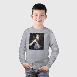 Лонгслив хлопковый детский Леонардо Ди Каприо, фотопортрет, цвет: меланж — фото 2
