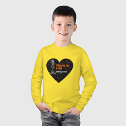 Лонгслив хлопковый детский Пойте с каждым ударом сердца, цвет: желтый — фото 2