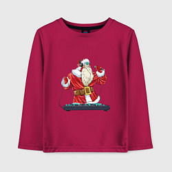 Лонгслив хлопковый детский Санта музыкант, цвет: маджента