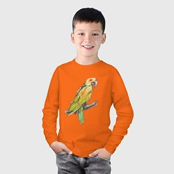 Лонгслив хлопковый детский Любимый попугай, цвет: оранжевый — фото 2