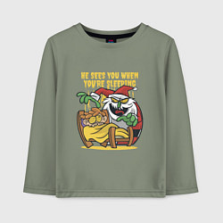 Лонгслив хлопковый детский Scary Santa, цвет: авокадо