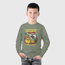 Лонгслив хлопковый детский Scary Santa, цвет: авокадо — фото 2