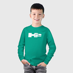Лонгслив хлопковый детский HUMMER H2 спина, цвет: зеленый — фото 2