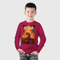 Лонгслив хлопковый детский Джинкс объятая пламенем Аркейн Лига легенд, цвет: маджента — фото 2