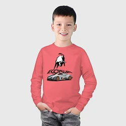 Лонгслив хлопковый детский Lamborghini Egoista, цвет: коралловый — фото 2