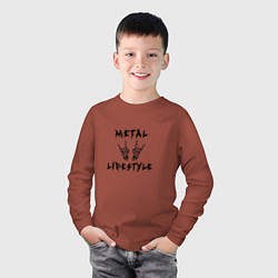 Лонгслив хлопковый детский Металлика Metallica рок, цвет: кирпичный — фото 2