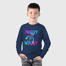 Лонгслив хлопковый детский Huggy Wuggy: Игрушка с зубами, цвет: тёмно-синий — фото 2