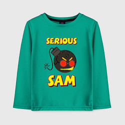 Лонгслив хлопковый детский Serious Sam Bomb Logo, цвет: зеленый