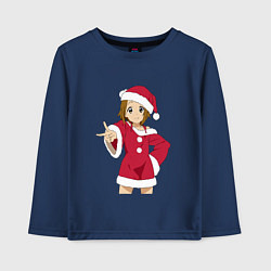 Лонгслив хлопковый детский Анимешная девочка Санта, цвет: тёмно-синий