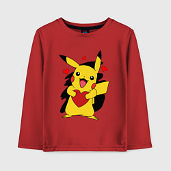 Лонгслив хлопковый детский ПИКАЧУ И СЕРДЕЧКО POKENON PIKACHU LOVE, цвет: красный