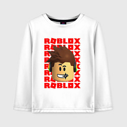 Лонгслив хлопковый детский ROBLOX RED LOGO LEGO FACE, цвет: белый