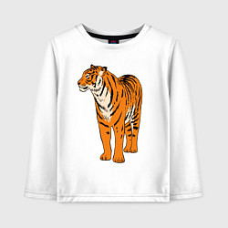 Лонгслив хлопковый детский Гордый независимый тигр, цвет: белый