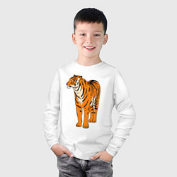 Лонгслив хлопковый детский Гордый независимый тигр, цвет: белый — фото 2