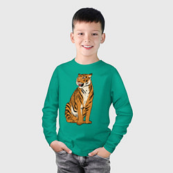 Лонгслив хлопковый детский Дерзкая независимая тигрица, цвет: зеленый — фото 2