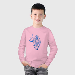 Лонгслив хлопковый детский Символ года тигр 2022, цвет: светло-розовый — фото 2