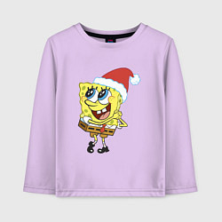 Лонгслив хлопковый детский Рождественский Спанч Боб, цвет: лаванда