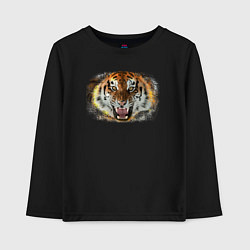 Лонгслив хлопковый детский Пламенный тигр, цвет: черный