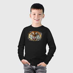 Лонгслив хлопковый детский Пламенный тигр, цвет: черный — фото 2
