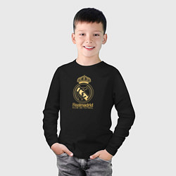 Лонгслив хлопковый детский Real Madrid gold logo, цвет: черный — фото 2