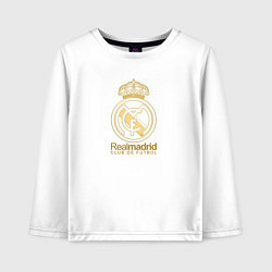 Лонгслив хлопковый детский Real Madrid gold logo, цвет: белый