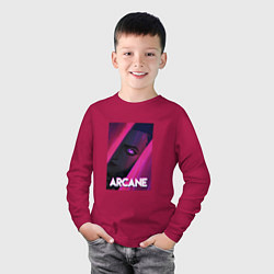 Лонгслив хлопковый детский Arcane Neon, цвет: маджента — фото 2